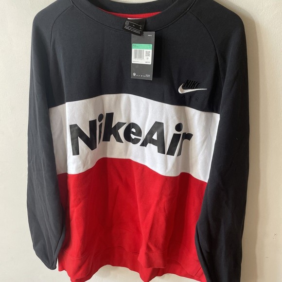 Nike Air Black/White/Red Colorblock Sweatshirt XL - Picture 3 of 8